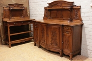 Art Nouveau  style Cabinet and server in walnut stamped HAENTGES