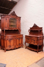 Best quality Louis XV bombe cabinet and server in walnut