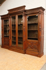 Big 4 door walnut Henri II bookcase
