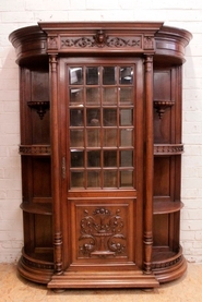 Bombe renaissance style display cabinet with beveled glass