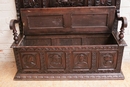 Breton style Hall bench in chestnut, France 1900