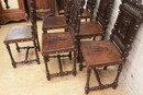 Breton style Table and chairs in Oak, France 19th century