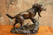 Bronze dog with pheasant signed by Lambert Alexandre Leonard 1821-1877