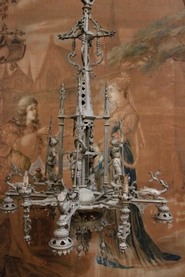 Bronze gothic chandelier with 4 knights