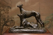 Bronze greyhounds signed by Suzanne Bizard 1873 -1963