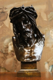 Bronze statue of Jesus signed Eugene Marioton