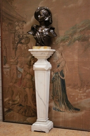 Bronze statue signed A Nelson and marble pedestal