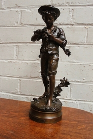 Bronze statue signed by H.Moreau subject Flute champetre