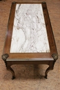 Louis XV style Coffee table in wood marble bronze, France 1920