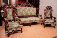 Exceptional 3 pc. renaissance style sofa set in walnut