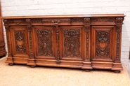 Exceptional 4 door renaissance style sideboard in walnut stamped by the maker