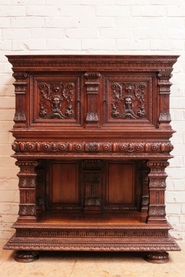 Exceptional carved renaissance style credenza in walnut