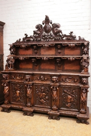 Exceptional figural renaissance style sideboard in walnut