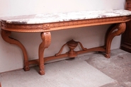 Exceptional Louis XVI style console in oak and marble toip