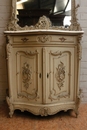 Louis XV style Cabinet and mirror in paint wood, France 19th century