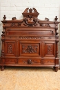 Renaissance style Bed and nightstand in Walnut, France 19th century