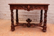 Exceptional renaissance desk table with needlepoint