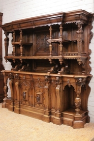 exceptional renaissance style cabinet in walnut