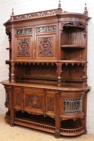 Exceptional renaissance style cabinet in walnut