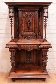 Exceptional renaissance style cabinet signed LEROU dated 1881