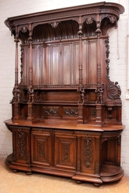 Exceptional  renaissance style castle cabinet in walnut