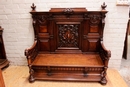 Renaissance style Hall bench in Oak, France 19th century