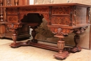 Renaissance style Desk in rosewood and ebony, Belgium 19th century