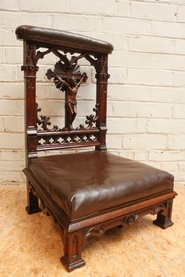 exceptional walnut gothic prayer chair