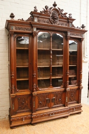 Exceptional walnut renaissance bookcase with marble inlay