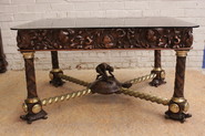 Exceptional walnut table with turtles