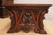 figural gothic dinning table in oak