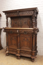 Figural renaissance cabinet in oak