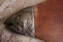 style Fish plate in wood and silvered bronze, France 1900