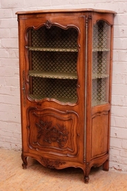 French provencal bombe display cabinet in walnut