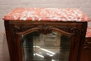 Louis XV style Display cabinet in walnut and marble, France 1920