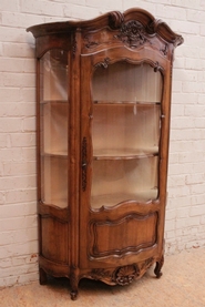French provencal Louis XV rounded display cabinet walnut