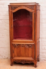 French provencial Louis XV style bombe display cabinet in walnut 