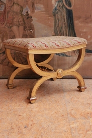 Gilt stool with needlepoint tapestry