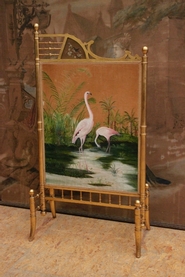Gilt wood fire screen with painting