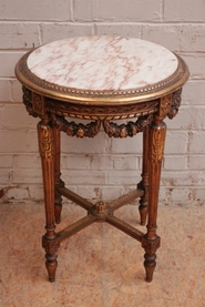 Gilt wood Louis XVI center table with marble top