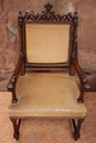 Gothic style Arm chairs and chairs in Walnut, France 19th century