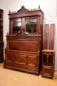 Gothic bedroom in walnut signed Guerin Paris