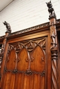 Gothic style Cabinet with cats in Walnut, France 19th century