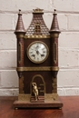 Gothic style Clock in Walnut and bronze, France 19th century
