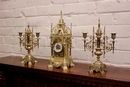 Gothic style Clock set in Bronze, France 19th century