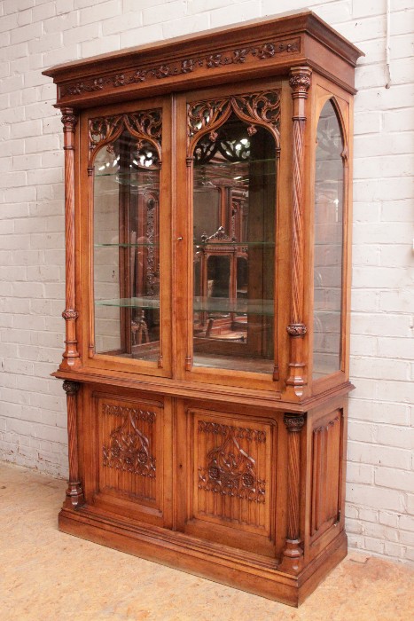 Gothic Display Cabinet Walnut Display Cabinets Houtroos