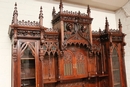 Gothic style Exceptional 10pc monumental gothic walnut office set in Walnut, France 19th century