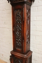 Gothic style Grandfather clock in walnut and oak, France 19th century