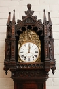 Gothic style Grandfather clock in walnut and oak, France 19th century