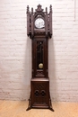 Gothic style Grandfather clock in Oak, France 19th century